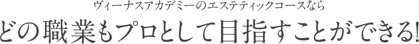 ヴィーナスアカデミーのエステティックコースなら どの職業もプロとして目指すことができる！