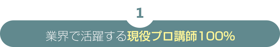 1 業界で活躍する現役プロ講師100％
