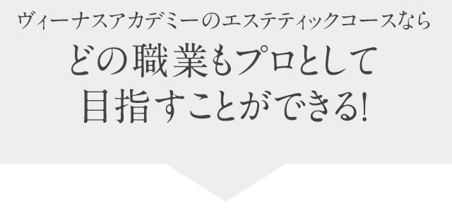 ヴィーナスアカデミーのエステティックコースなら どの職業もプロとして目指すことができる！